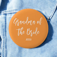 Abuela de la Novia Botón de Boda Naranja