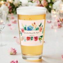 Abuela de la Novia Taza de Vidrio Rosa de Boda
