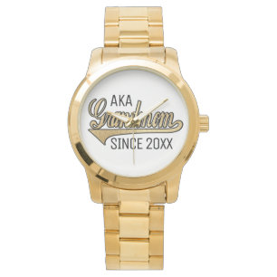 Abuela de reloj de pulsera de oro sobredimensionad