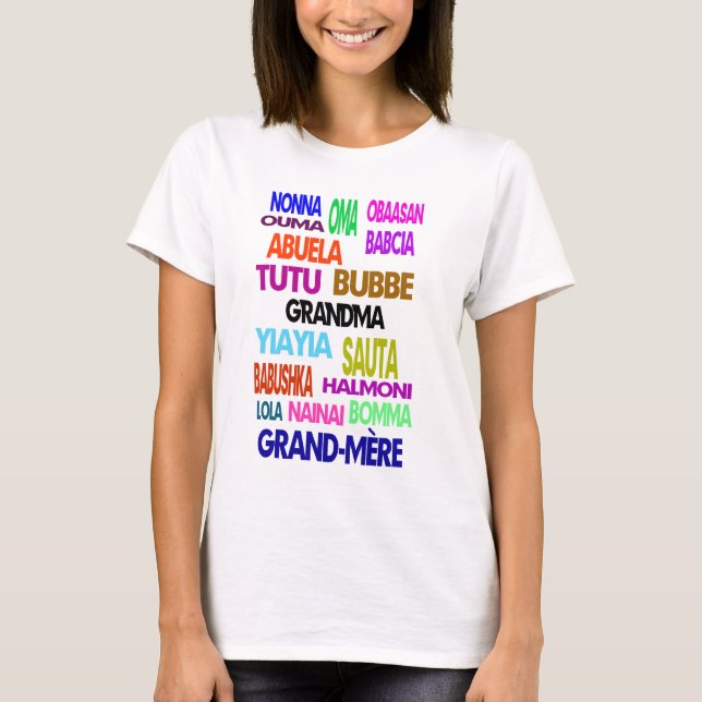 Abuela en camiseta de diferentes idiomas (Anverso)