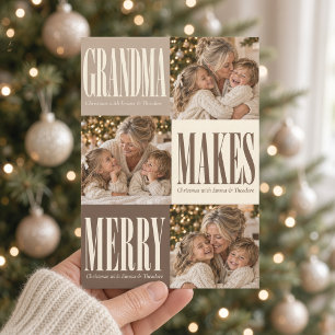 Abuela Hace Alegre Navidad Tres Fotos Navidad