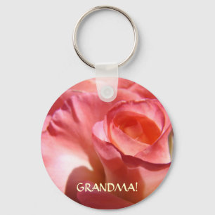¡ABUELA! Llavero de Flor de Rosa Rosa Jardín de Ro