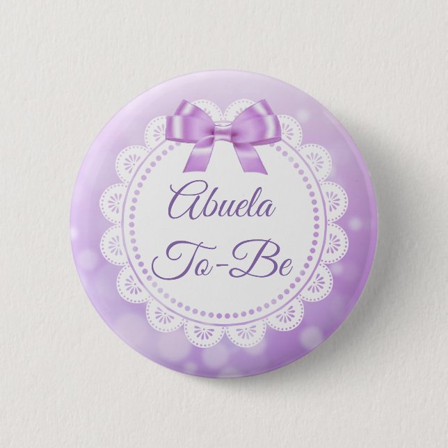 Abuela Para Ser Baby Shower Botón De Lazo Púrpura (Anverso)