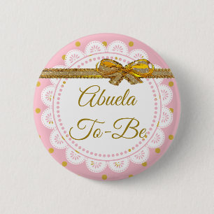 Abuela Para Ser Baby Shower Rosado Y Oro Botón