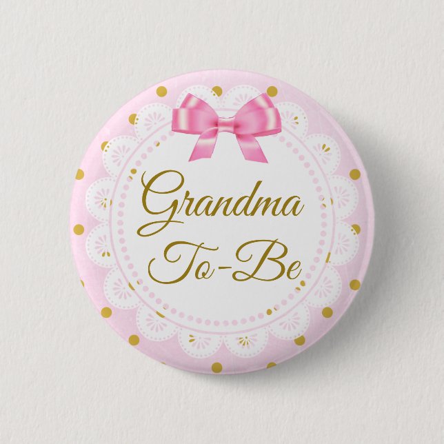Abuela Para Ser Baby Shower Rosado Y Oro Botón (Anverso)