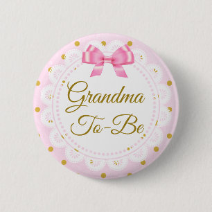 Abuela Para Ser Baby Shower Rosado Y Oro Botón