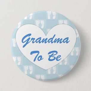 Abuela para ser el botón Baby Shower azul