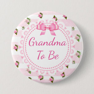 Abuela para ser Roses rosados en botón de Baby Sho