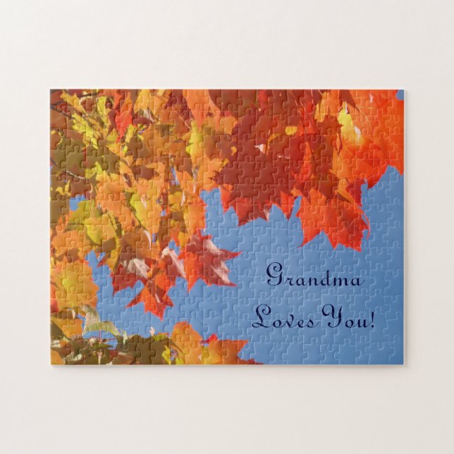 Abuela te ama! rompecabezas regalos Hojas de Otoño (Horizontal)