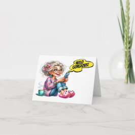 Abuelo Divertido Con Café y Teléfono Celular