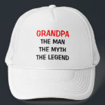 Abuelo, el gorra de la leyenda del mito del hombre<br><div class="desc">Abuelo el gorra de la leyenda del mito hombre. Graciosa idea de regalo de cumpleaños para el abuelo. Tapa de tipografía Personalizado. Ropa divertida para los hombres.</div>