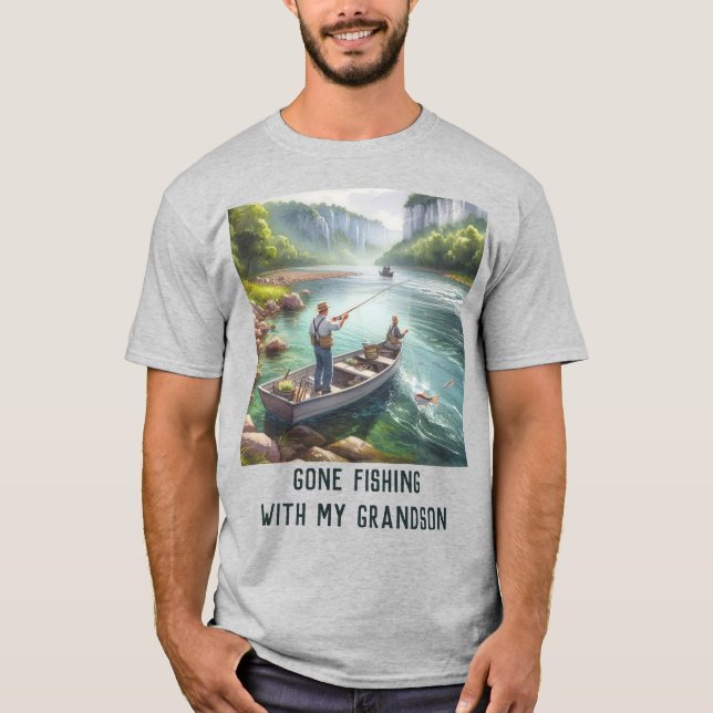 Abuelo pescador desaparecido camiseta básica de ar (Anverso)