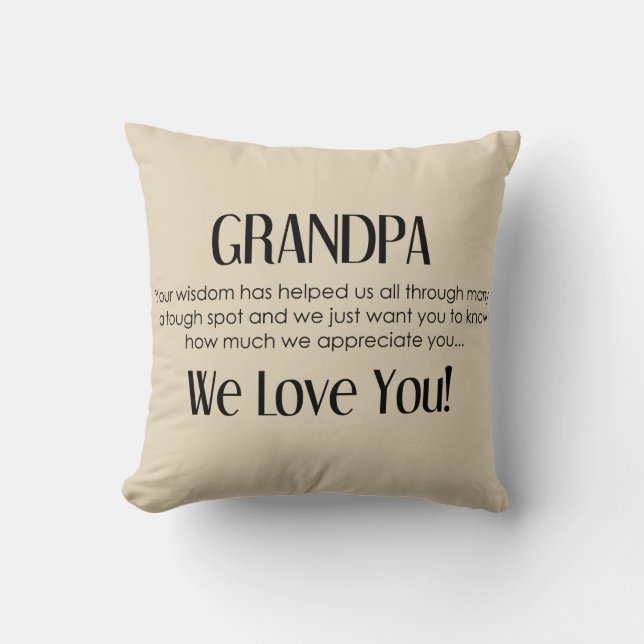 Abuelo Te Amamos Almohada de Agradecimiento (Anverso)