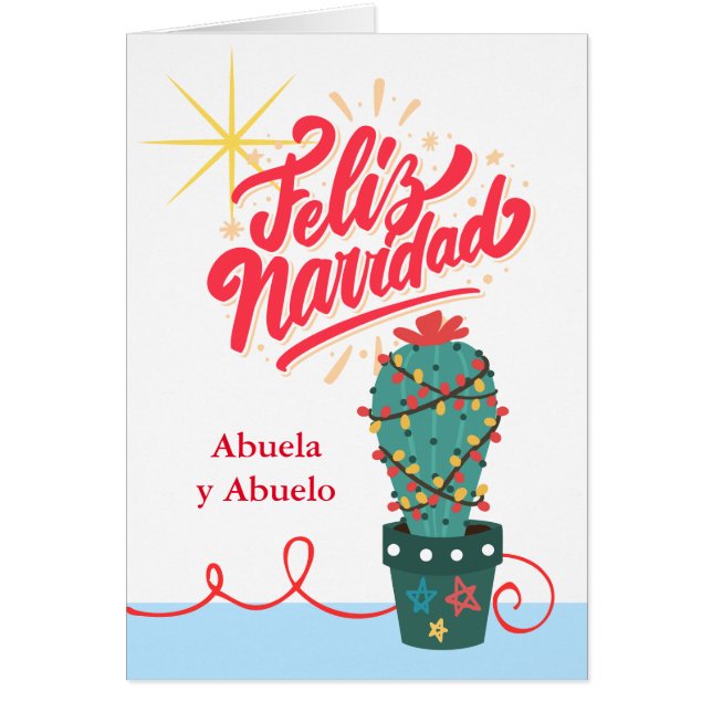 Abuelos Navidades cactus Feliz Navidad Española (Frente)