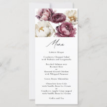 Abundancia floral rústica Menú de ducha de novias