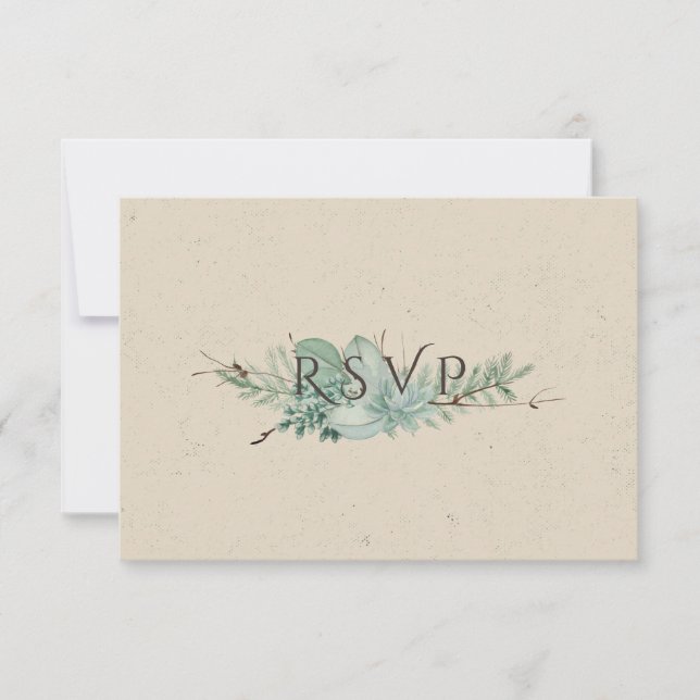Abundant Love - Succulent Bouquet Wedding RSVP (Anverso)