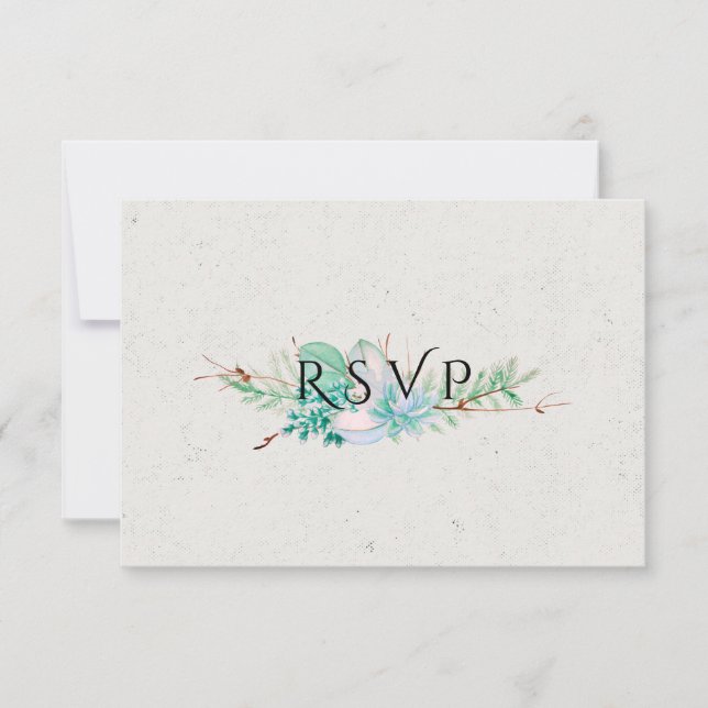 Abundant Love - Succulent Bouquet Wedding RSVP (Anverso)