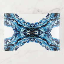 Abyss Abstract Navy Blue Gold White Fluid Art