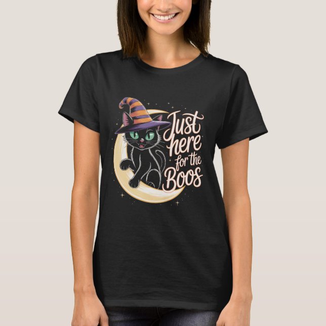Acá Para La Graciosa Camiseta De Gato Negro | C (Anverso)