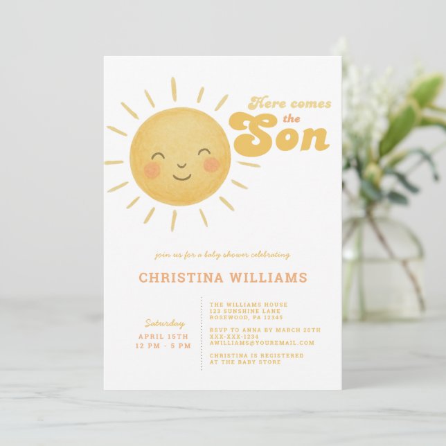 Acá viene la invitación a 🌞 de Baby Shower de Son (Anverso de pie)