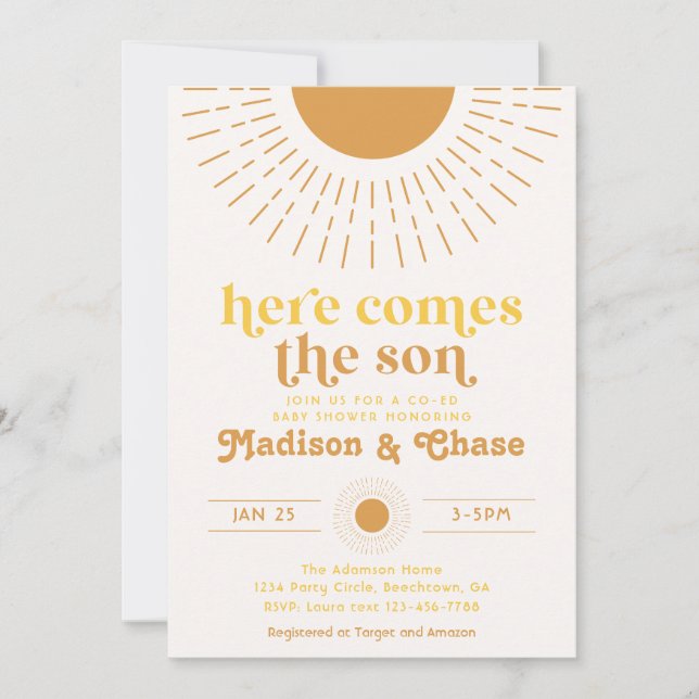 Acá viene la invitación de Baby Shower de los amig (Anverso)