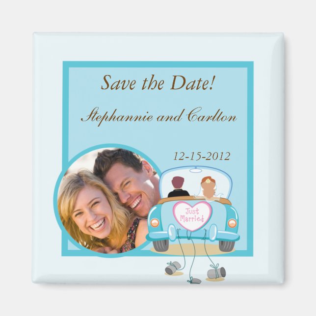 Acaba de Casar Car Imán de Anuncio de Boda (Frente)