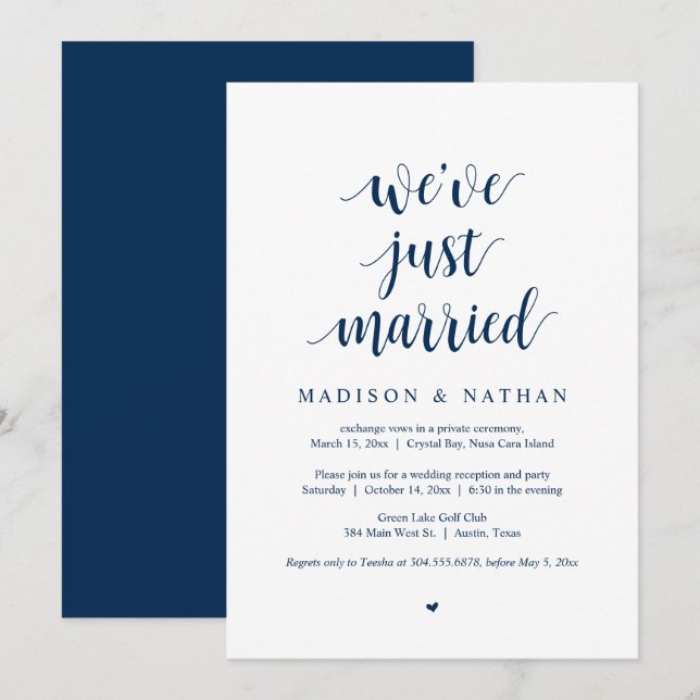 Acabamos de casarnos, Invitación de Boda Fugada en (Anverso / Reverso)