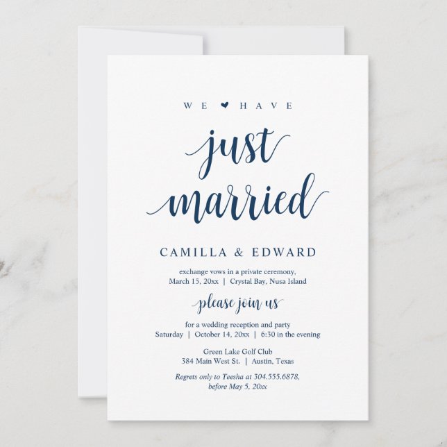 Acabamos de casarnos, invitación para la fiesta de (Anverso)