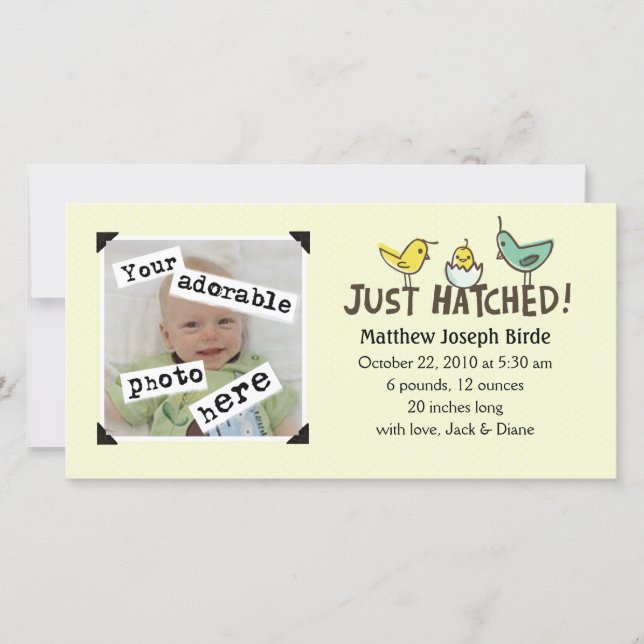 ¡Acabo De Hatcharse! Invitación del bebé (Anverso)