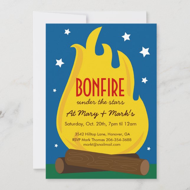 Acampa hacia fuera la invitación de la fiesta de (Anverso)