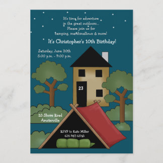 Acampada fuera - Invitación a fiesta de cumpleaños