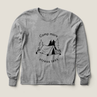 Acampar más estrés menos camisetas básicos de mang