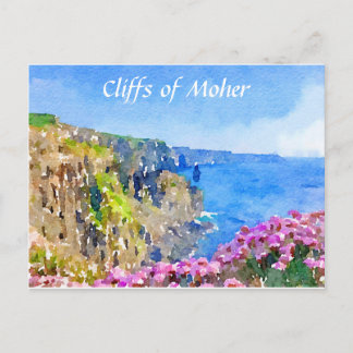 Acantilados de la postal acuarela de Moher Ireland