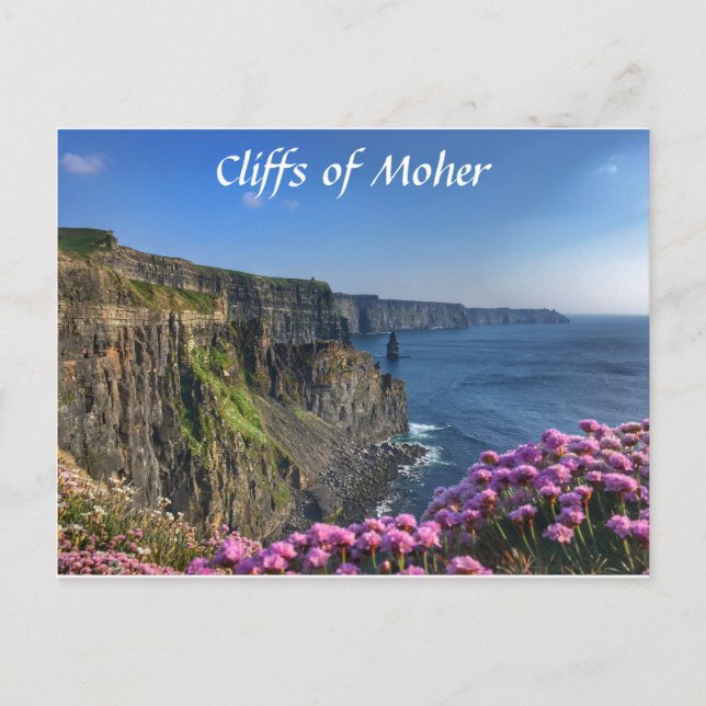 Acantilados de Moher, Irlanda, postal de flores (Anverso)