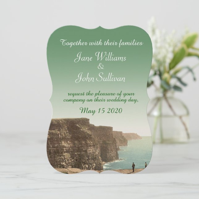 Acantilamientos de madre invitaciones a bodas irla (Anverso de pie)