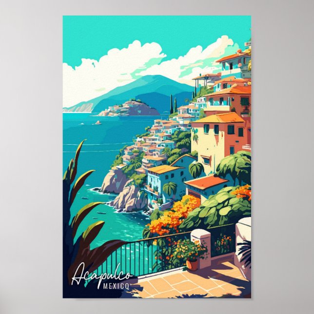 Acapulco México ilustracion de viajes de arte (Frente)