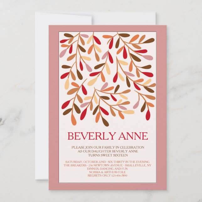 Accent deja dulces dieciséis invitaciones (Anverso)