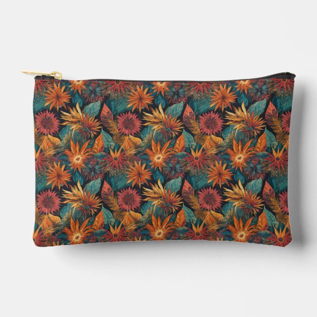 Accesorios de impresión floral Bolsa cosmética (Anverso)