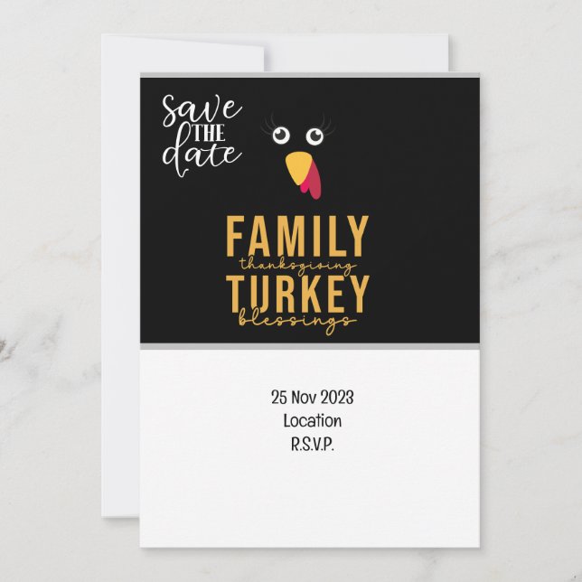 Acción de Gracias con Turquía salva la invitación  (Anverso)