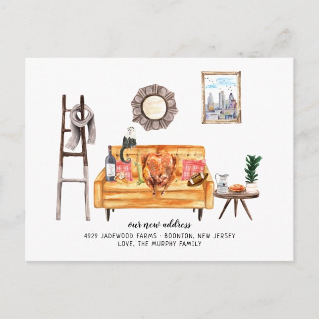 Acción de Gracias Otoño Turquía Invitación en movi (Anverso)