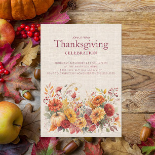Acción de Gracias Rustic Autumn Floral Linen
