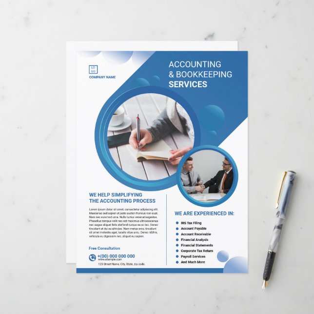 Accounting and Bookkeeping Service Flyer Template (Anverso/Reverso In Situ)