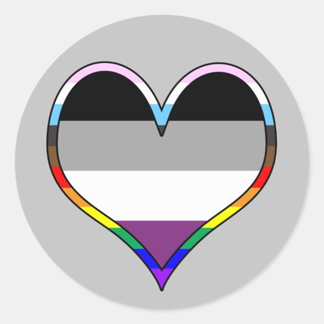 Ace Pride Heart Classic Round Pegatina (Anverso)