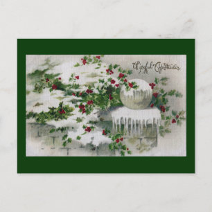 Acebo de las cubiertas de nieve en Navidad del