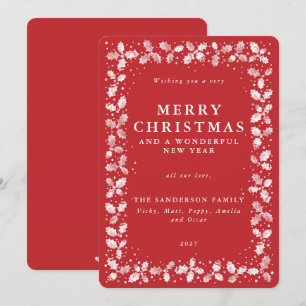 Acebo y bayas de Navidad en rojo rústico plano no 