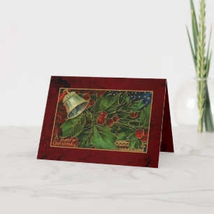 Acebo y Bell del navidad del vintage