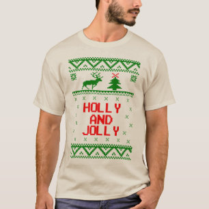 Acebo y camiseta fea alegre del suéter del navida