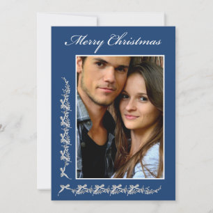 Acebo y lazos con foto y mensaje de Navidad