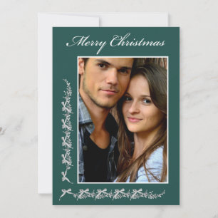 Acebo y lazos con foto y mensaje de Navidad
