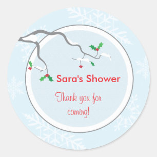 Acebo y pegatina del favor de las ramas o etiqueta